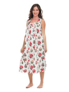 Christmas Floral Gathered Nightgown