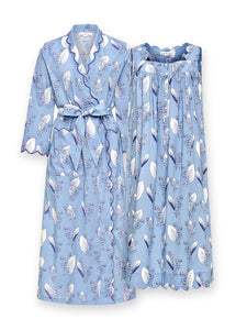 Blue Lily-of-the-Valley Bundle: Classic Robe + Gathered Nightgown