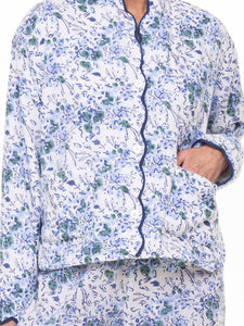 Blue Floral Fleece Jacket