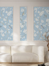 Load image into Gallery viewer, Pale Blue Gardenia Clay Coated Wallpaper
