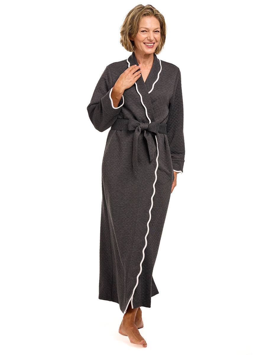 Grey Quilted Classic Robe – Heidi Carey