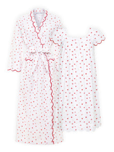 Hearts & Arrows Bundle: Classic Robe + Cap Sleeve Short Nightgown