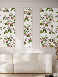 White Hummingbird Grasshcloth Wallpaper