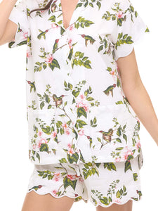 White Hummingbird S/S Pajamas with Shorts