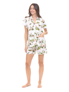 White Hummingbird S/S Pajamas with Shorts