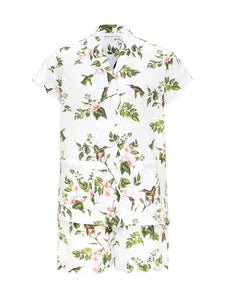White Hummingbird S/S Pajamas with Shorts