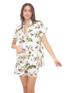 White Hummingbird S/S Pajamas with Shorts