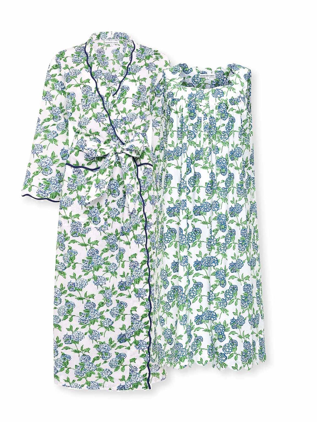 Hydrangea Bundle: Classic Robe + Gathered Nightgown