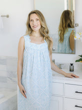 Load image into Gallery viewer, Ice Blue Filigree Gathered Nightgown
