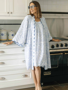 Blue Paisley Cap Sleeve Short Nightgown