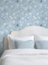 Load image into Gallery viewer, Pale Blue Gardenia Clay Coated Wallpaper
