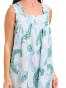 Feather Print Gathered Nightgown