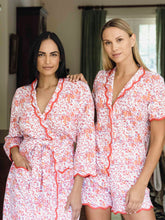 Load image into Gallery viewer, Pink Floral Pima Knit Short Classic Robe
