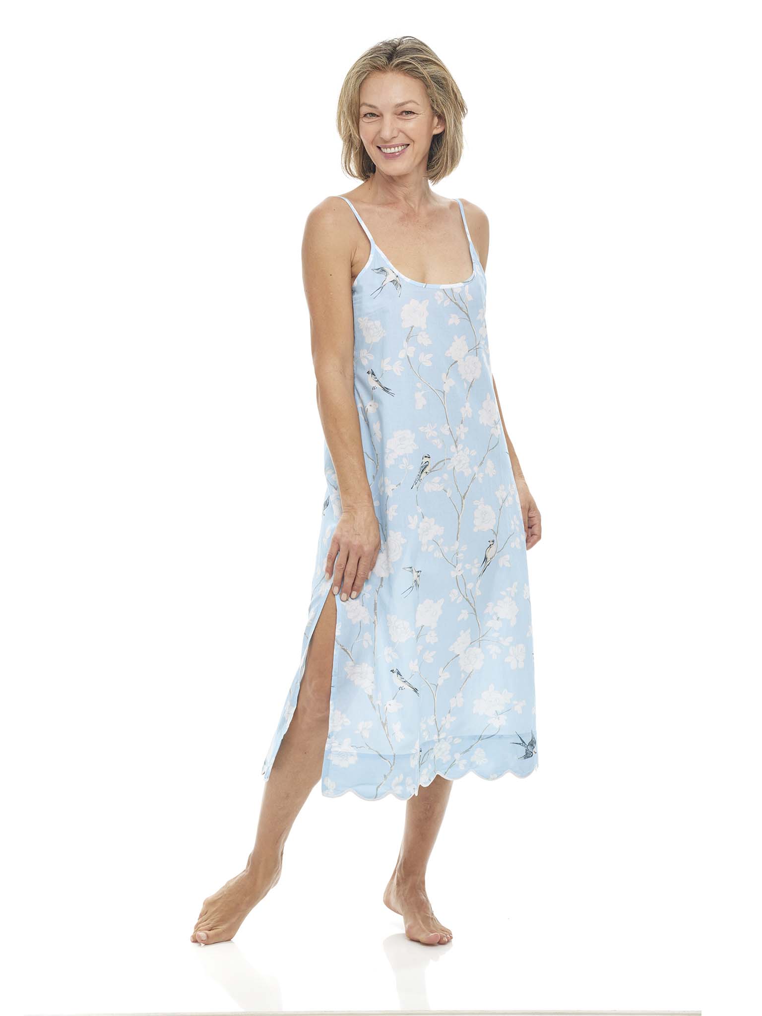 Pale Blue Gardenia Slip Nightgown Heidi Carey