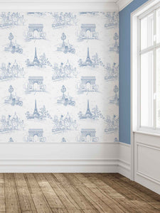 Blue Paris Clay Coated Wallpaper