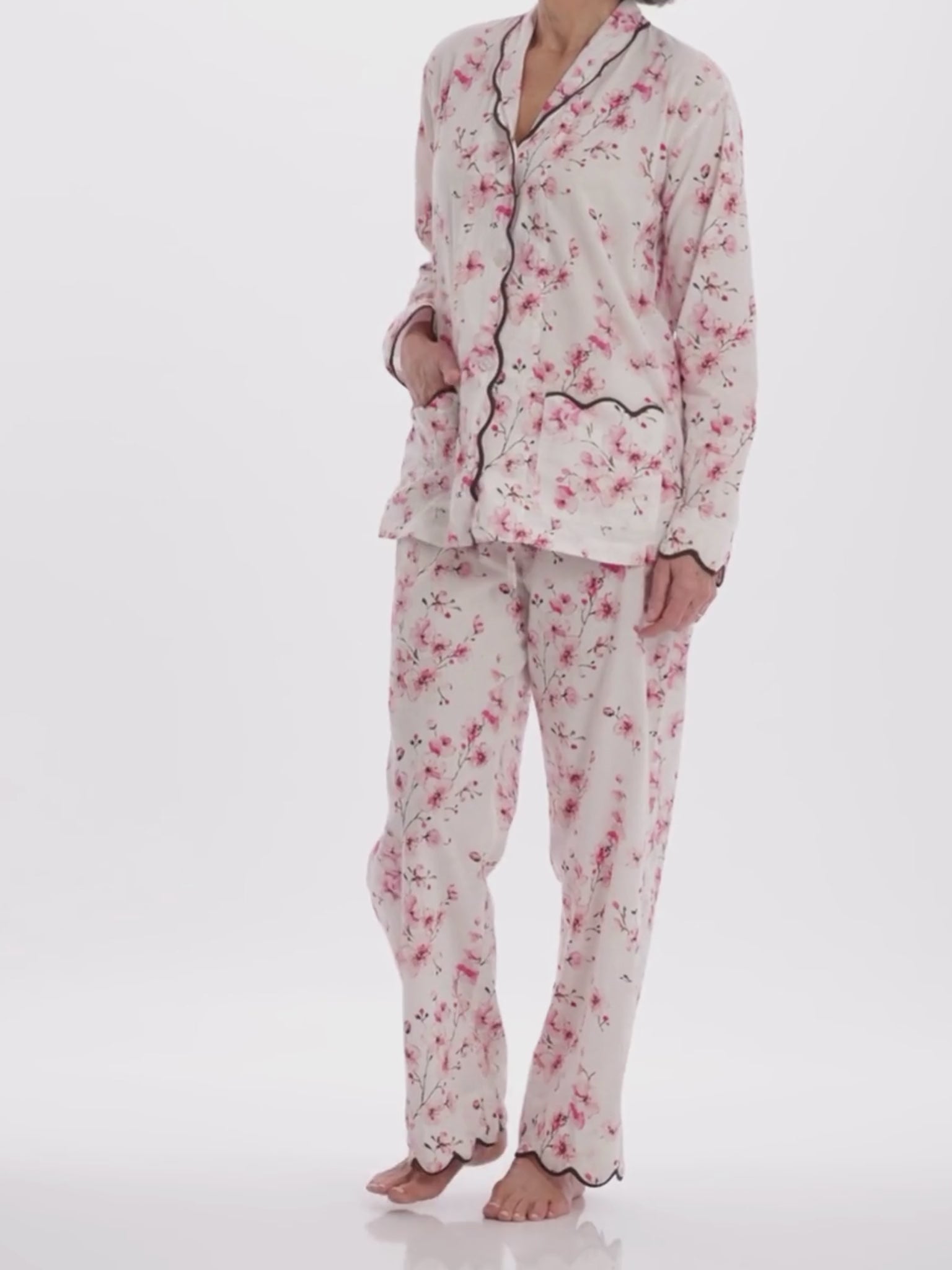 Ladies Winter Pyjamas - Cherry Blossoms – Box Boutique Collection