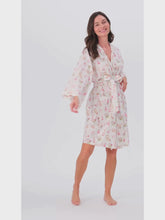 Load and play video in Gallery viewer, Bridal Print Short Kimono Robe
