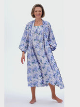 Load and play video in Gallery viewer, Blue Floral Gathered Nightgown
