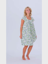Load and play video in Gallery viewer, Hydrangea Pima Knit Cap Sleeve Short Nightgown
