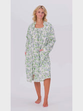 Load and play video in Gallery viewer, Hydrangea Pima Knit Bundle: Short Classic Robe + Cap Sleeve Short Nightgown
