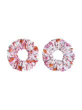 Load image into Gallery viewer, Pink Floral Hair Scrunchies (set of 2)
