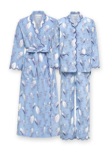 Blue Lily-of-the-valley Bundle: Classic Robe + Pajamas