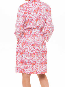 Pink Floral Pima Knit Short Classic Robe