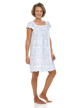 Load image into Gallery viewer, Blue Paisley Cap Sleeve Short Nightgown
