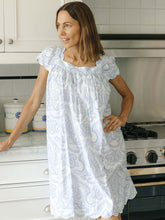 Load image into Gallery viewer, Blue Paisley Cap Sleeve Short Nightgown
