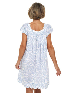 Blue Paisley Cap Sleeve Short Nightgown