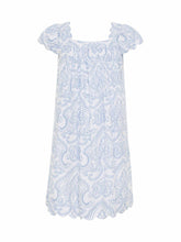 Load image into Gallery viewer, Blue Paisley Cap Sleeve Short Nightgown
