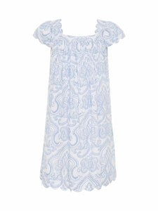 Blue Paisley Cap Sleeve Short Nightgown