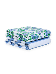 Hydrangea/Striped Beach Towel 2-Piece Set