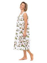 Load image into Gallery viewer, White Hummingbird Gathered Nightgown