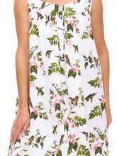 Load image into Gallery viewer, White Hummingbird Gathered Nightgown