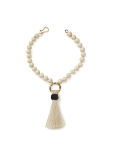 Short Bone Necklace with Ivory Horsehair Tassel