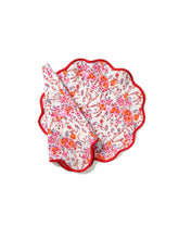 Load image into Gallery viewer, Pink Floral Scalloped Placemat and Napkin (Set of 4)