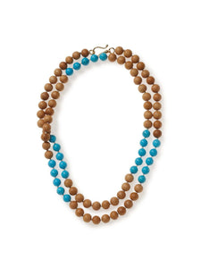 Walnut Wood and Turquoise Necklace
