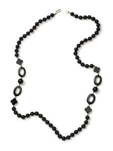 Pattern Onyx with Gold Spacer Bead Wrap-around Necklace