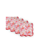 Load image into Gallery viewer, Pink Floral Scalloped Napkins (set of 4)