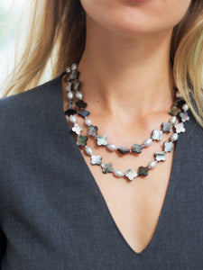 Grey Mother of Pearl and Freshwater Pearl Necklace