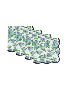 Hydrangea Print Scalloped Napkins (Set of 4)