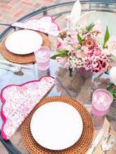 Load image into Gallery viewer, Pink Floral Scalloped Placemat and Napkin (Set of 4)