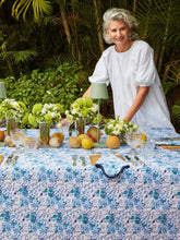 Load image into Gallery viewer, Blue Floral Scalloped Tablecloth

