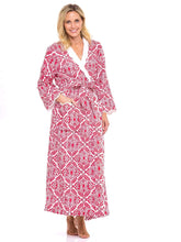 Load image into Gallery viewer, Red Filigree Fleece-lined Classic Robe
