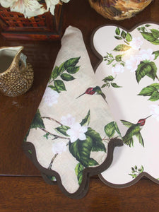 Tan Hummingbird Organic Linen Napkins (set of 4)