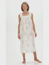 Load and play video in Gallery viewer, Lavender Print Gathered Nightgown
