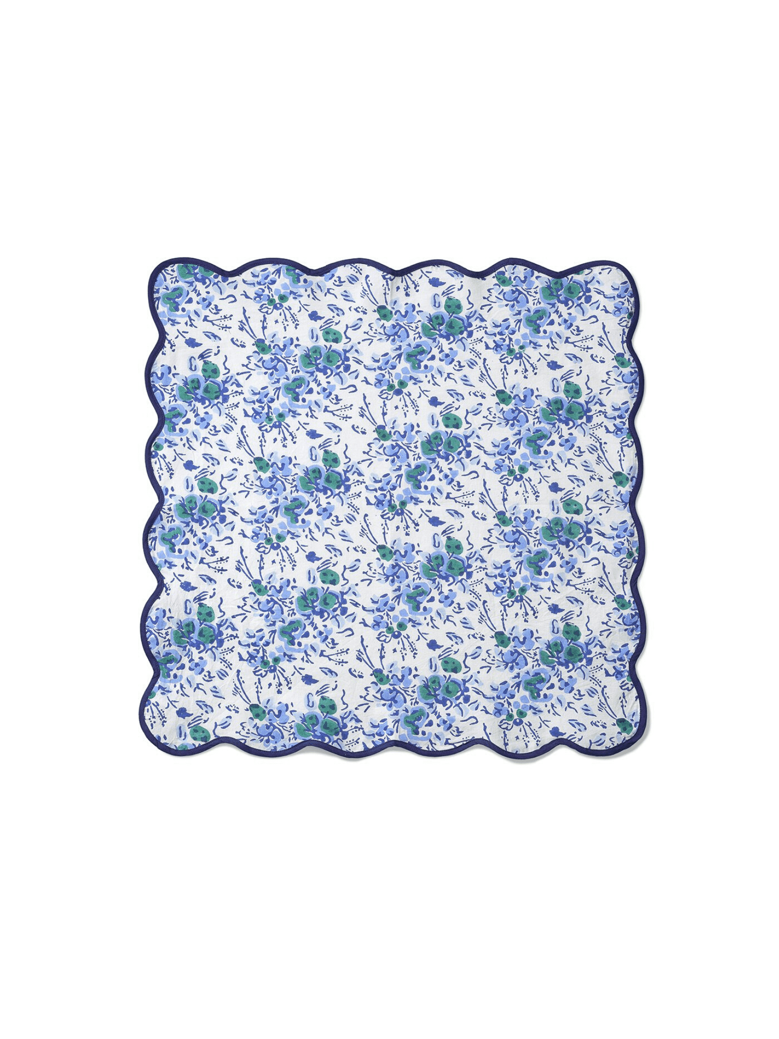 Caspari Cloth Dinner Napkins Set of 4 Block Print Leaves Blue
