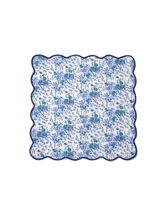 Load image into Gallery viewer, Blue Floral Block Print Scalloped Napkins (set of 4)
