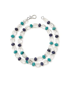 Crystal Quartz Nuggets, Lapis and Carved Howlite Necklace - Heidi Carey